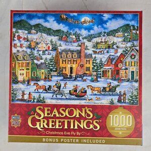 MasterPieces "Seasons Greetings Christmas Fly By" 1000 Piece Jigsaw Puzzle NWT